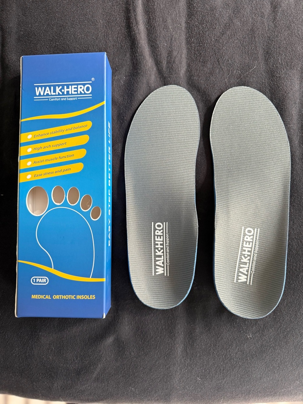 WalkHero Unisex Orthotic Insoles High Arch Support – Men’s 6–6.5 / Women’s 8–8.5